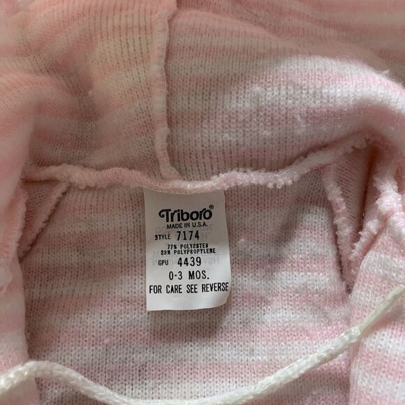 Triboro Infant baby body suit hooded catsuit pink 0-3 mos fuzzy soft 3496 - Picture 2 of 11